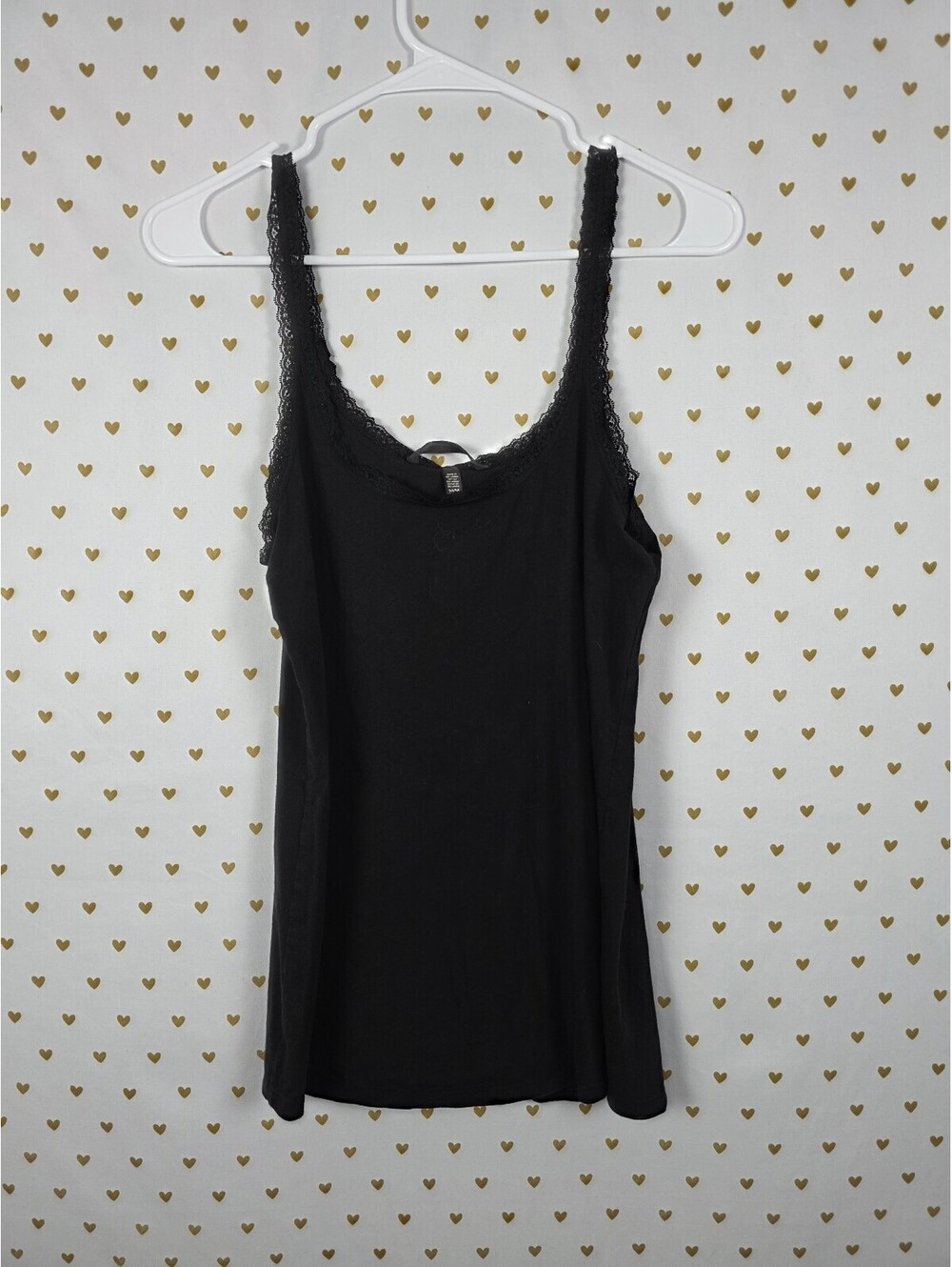 Victorias Secret Black Lace accent Cami tank Top MEDIUM